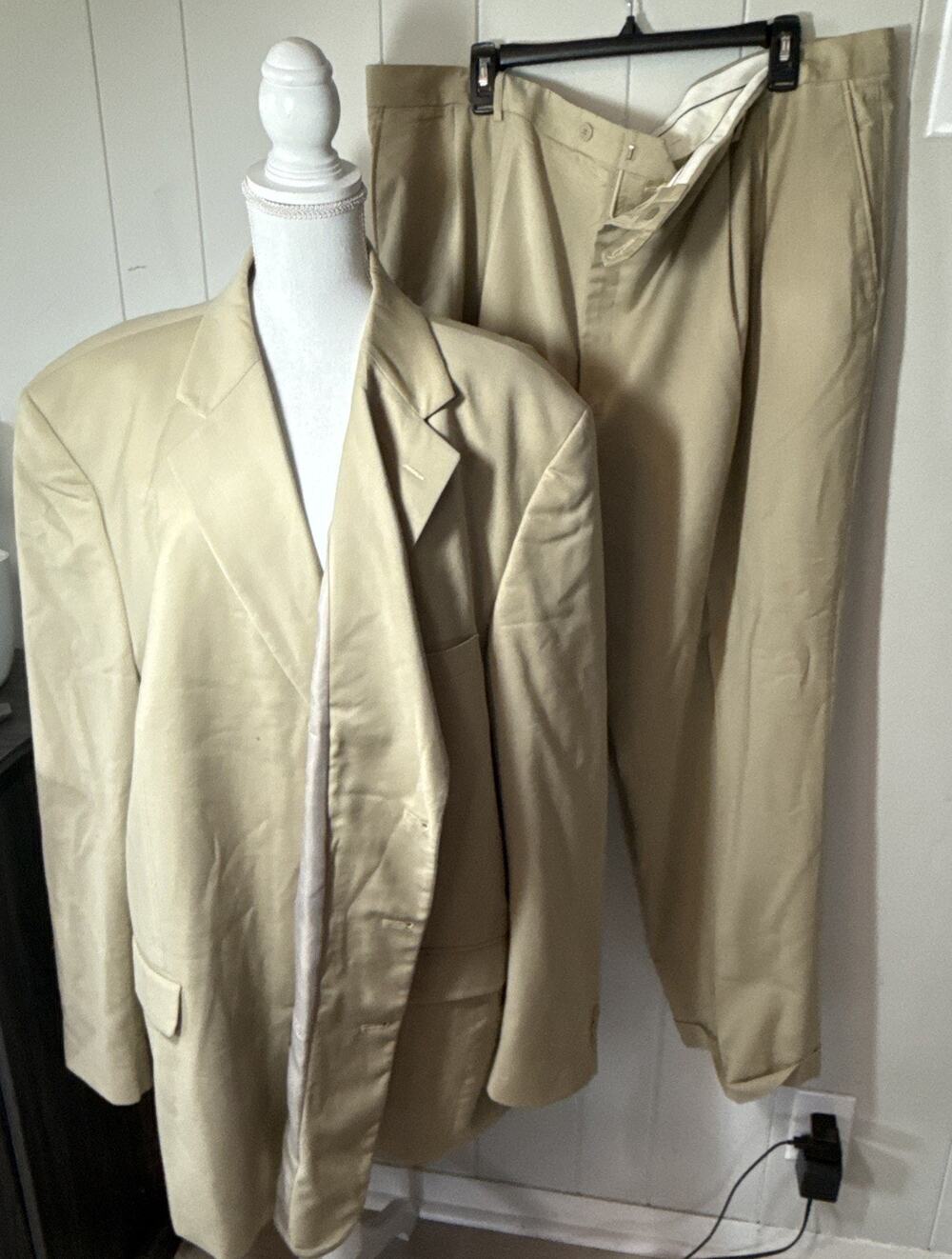 Vintage Oleg Cassini Men’s Sport Blazer Jacket And Pants Size 54L Tan Color T11